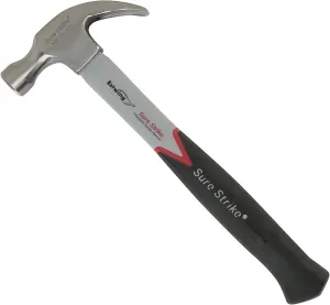ESTWING Sure Strike Hammer - 16 oz Curved Claw Hammer with Smooth Face & Fiberglass Handle - MRF16C