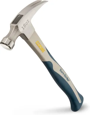 ESTWING Sure Strike Hammer - 16 oz Rip Claw Hammer with Smooth Face & Carbon Fiber Handle - SSCF16S