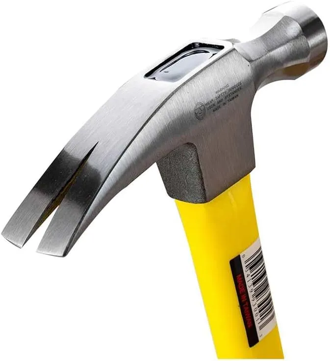 ESTWING Sure Strike Hammer - 20 oz Straight Rip Claw with Fiberglass Handle & No-Slip Cushion Grip - MRF20S