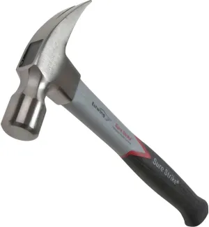 ESTWING Sure Strike Hammer - 20 oz Straight Rip Claw with Fiberglass Handle & No-Slip Cushion Grip - MRF20S