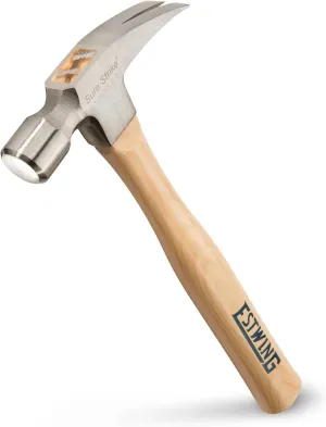 ESTWING Sure Strike Hammer - 20 oz Straight Rip Claw with Smooth Face & Hickory Wood Handle - MRW20S