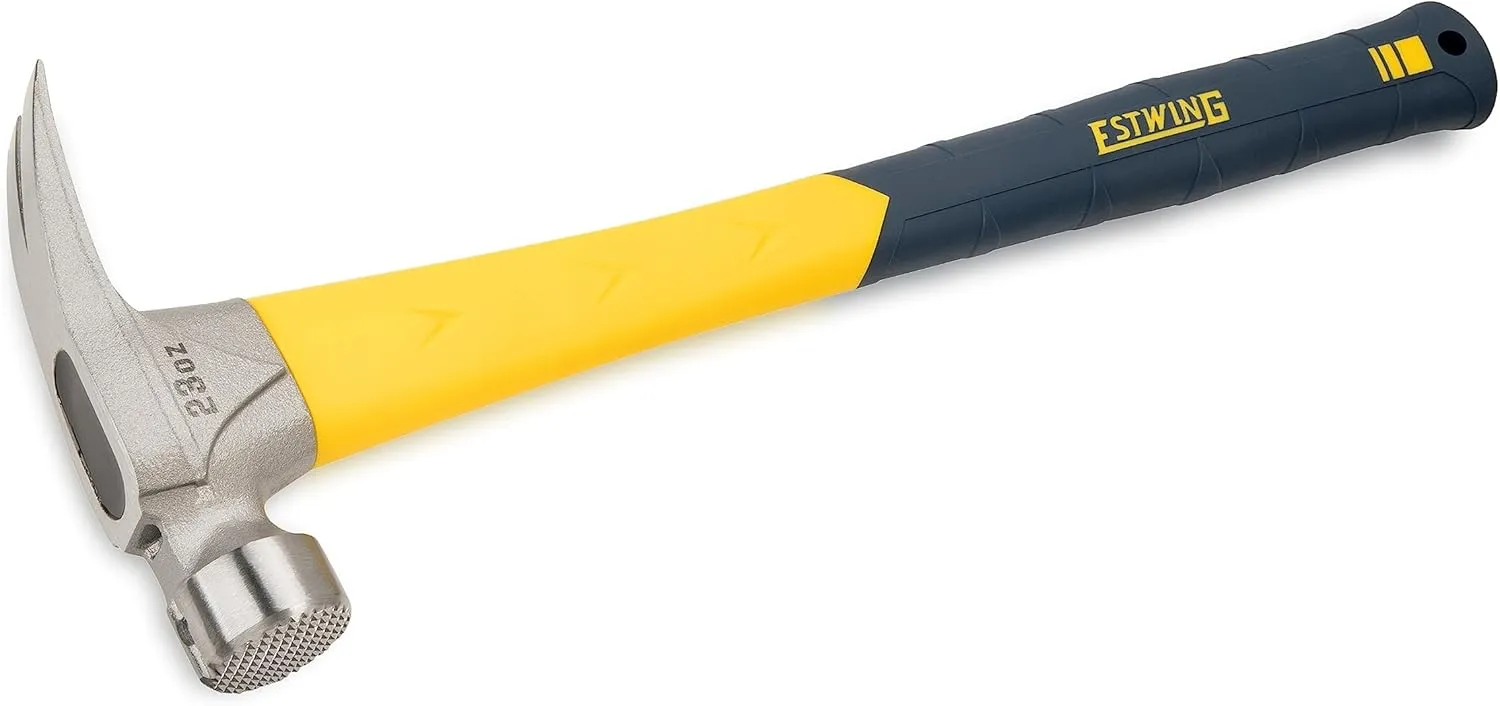 ESTWING Sure Strike Hammer - 23 oz Rip Claw Hammer with Milled Face & Fiberglass Handle - MRF23LM