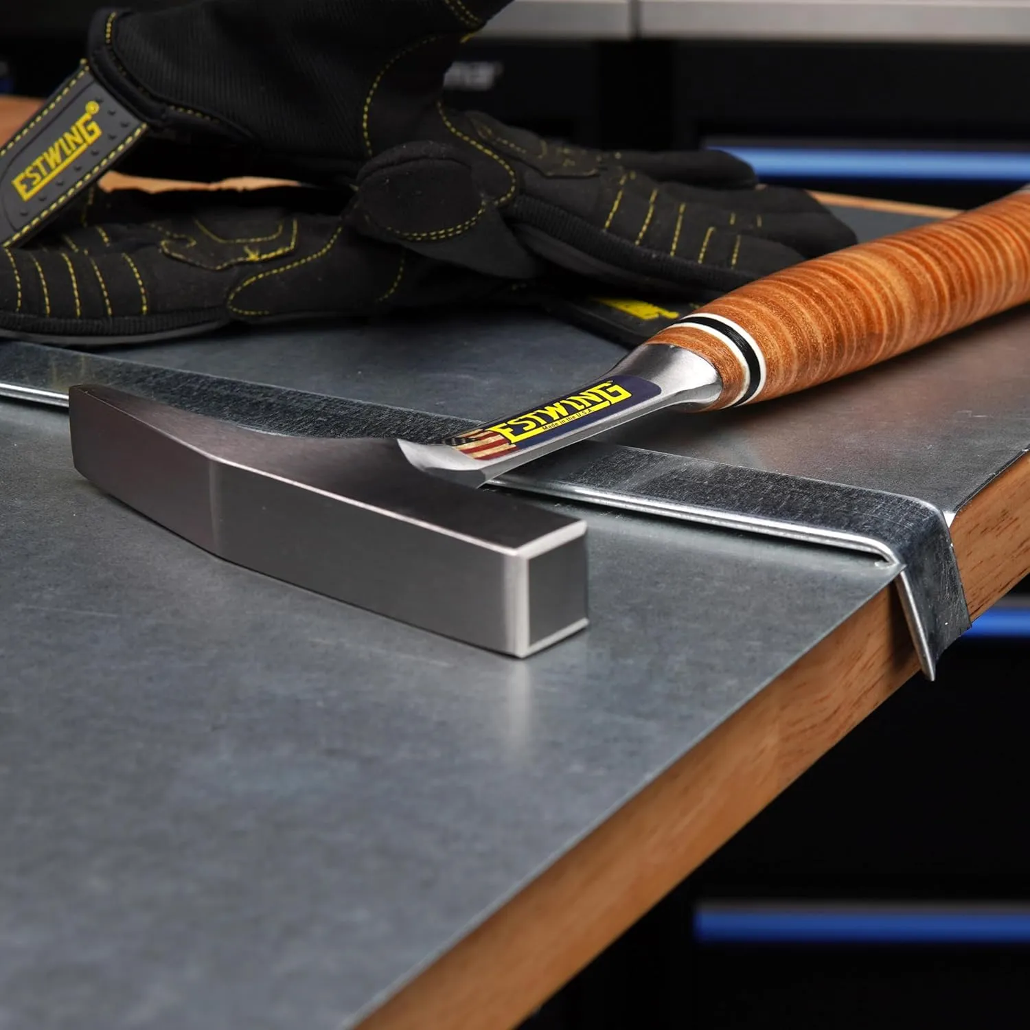 ESTWING Tinner's Hammer - 18 oz Sheet Metal Hammer with Forged Steel Construction & Leather Grip - T18