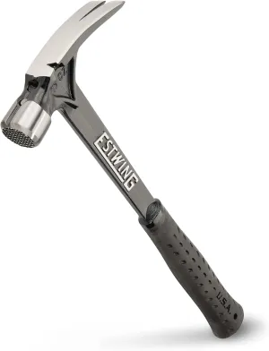 ESTWING Ultra Series Hammer - 19 oz Rip Claw Framing Hammer with Milled Face & Shock Reduction Grip - EB-19SM