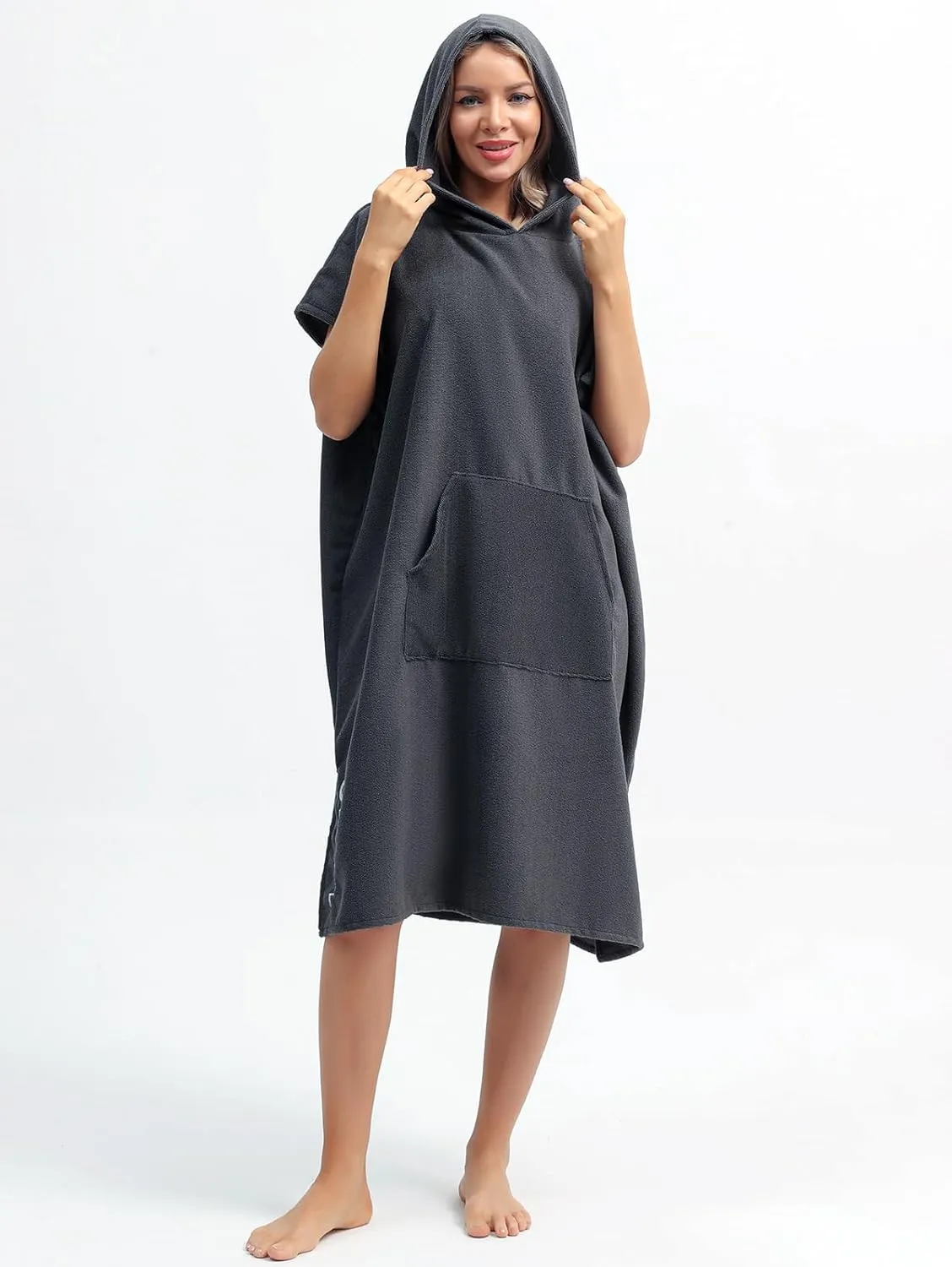 Eunzel Surf Poncho Changing Robe with Hood for Men & Women, Absorbent Quick Dry Microfiber Wetsuit Changing Towel with Pocket for Surfing, Beach, Swim & Outdoor Sports