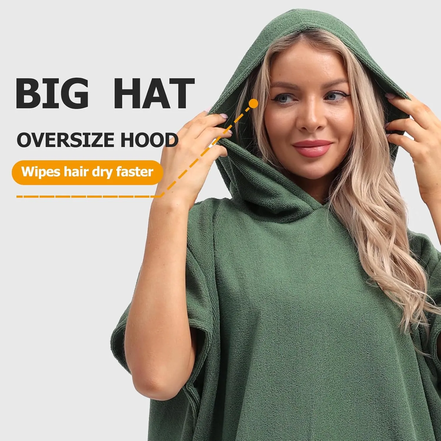 Eunzel Surf Poncho Changing Robe with Hood for Men & Women, Absorbent Quick Dry Microfiber Wetsuit Changing Towel with Pocket for Surfing, Beach, Swim & Outdoor Sports