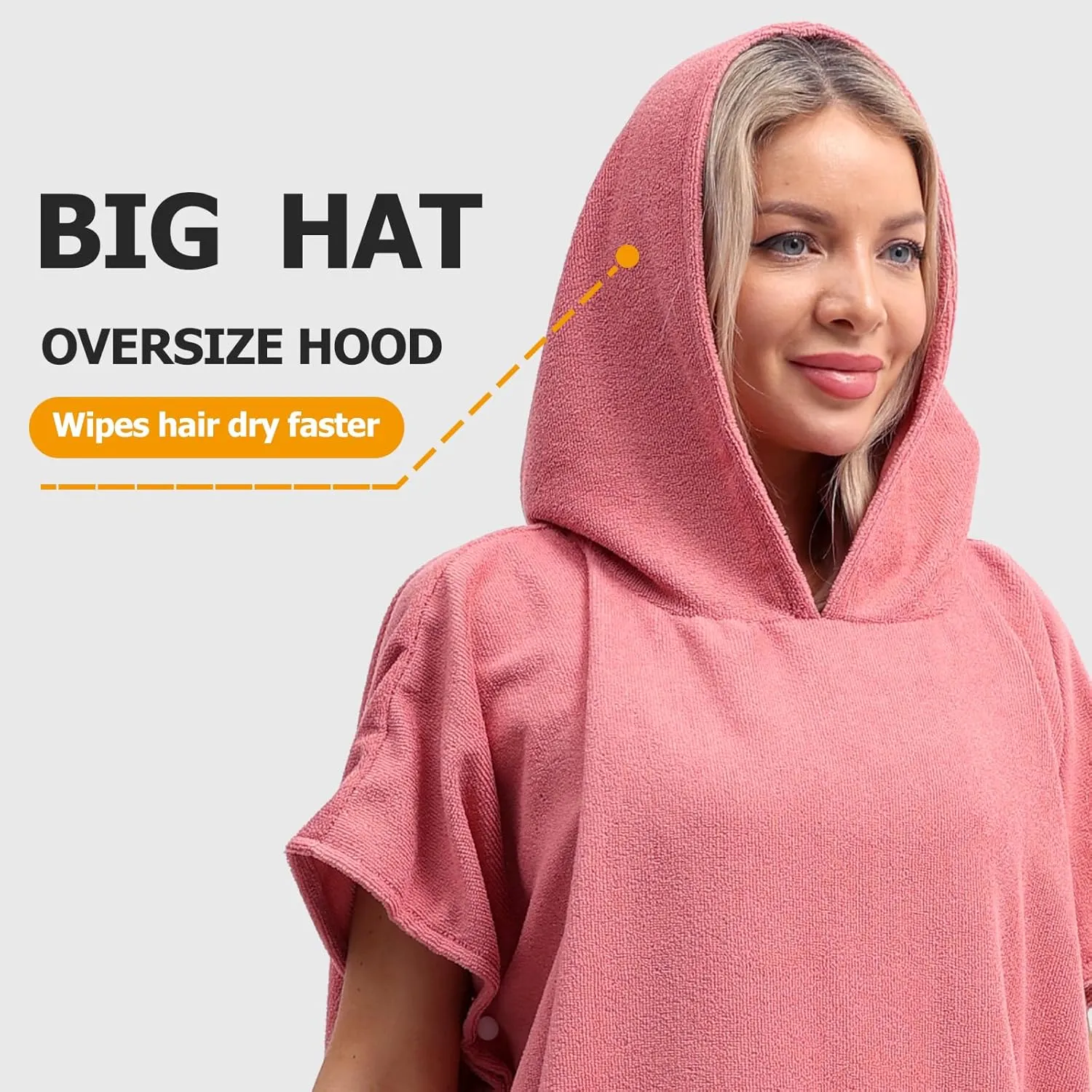 Eunzel Surf Poncho Changing Robe with Hood for Men & Women, Absorbent Quick Dry Microfiber Wetsuit Changing Towel with Pocket for Surfing, Beach, Swim & Outdoor Sports