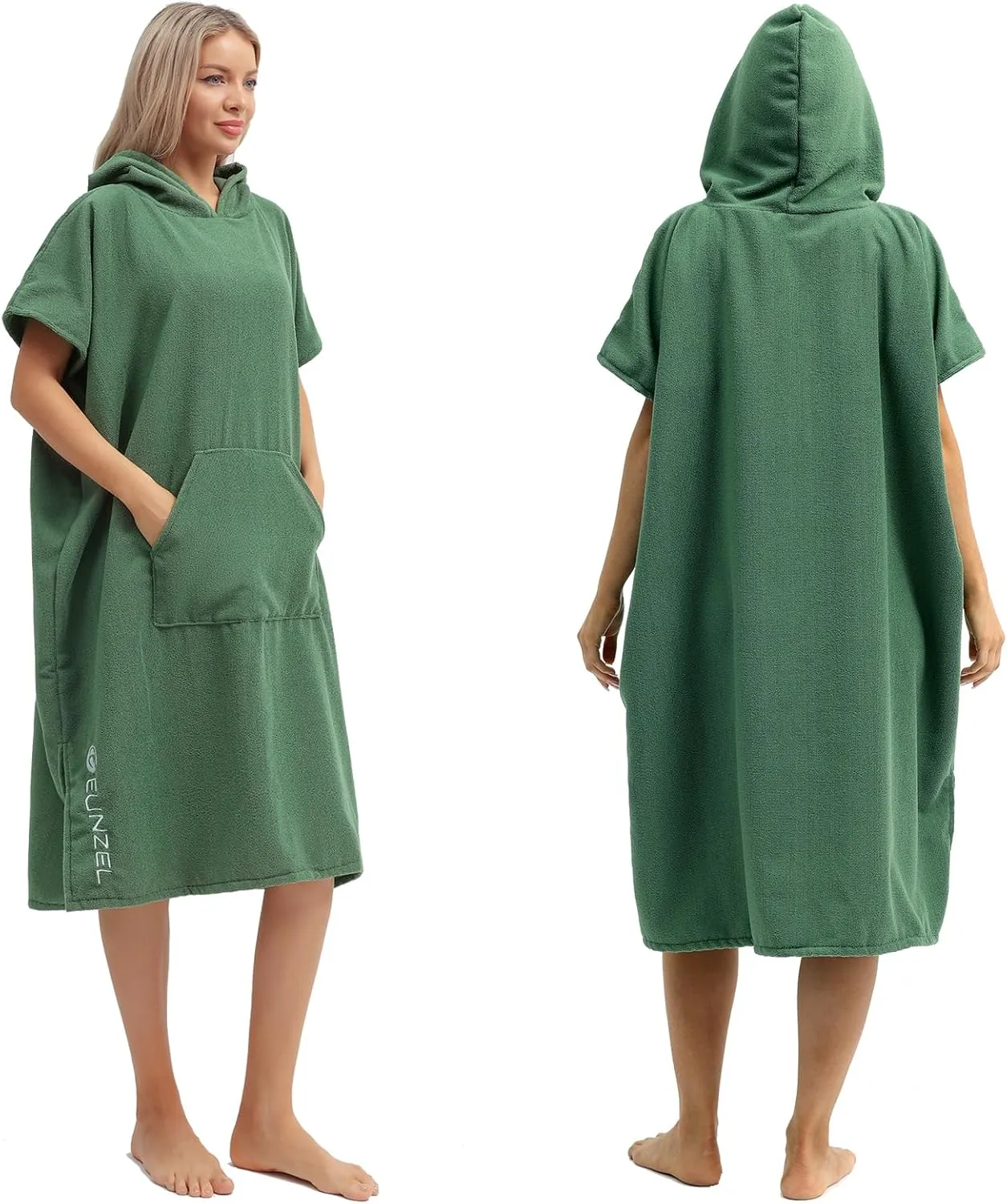 Eunzel Surf Poncho Changing Robe with Hood for Men & Women, Absorbent Quick Dry Microfiber Wetsuit Changing Towel with Pocket for Surfing, Beach, Swim & Outdoor Sports