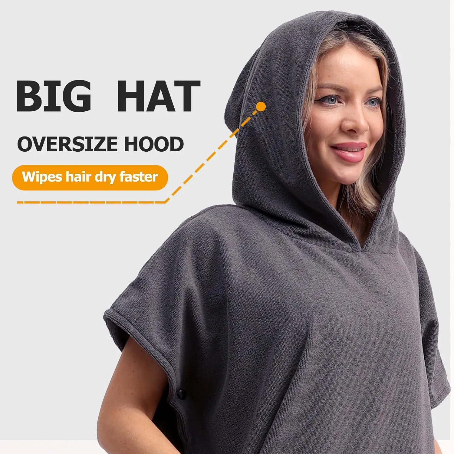 Eunzel Surf Poncho Changing Robe with Hood for Men & Women, Absorbent Quick Dry Microfiber Wetsuit Changing Towel with Pocket for Surfing, Beach, Swim & Outdoor Sports