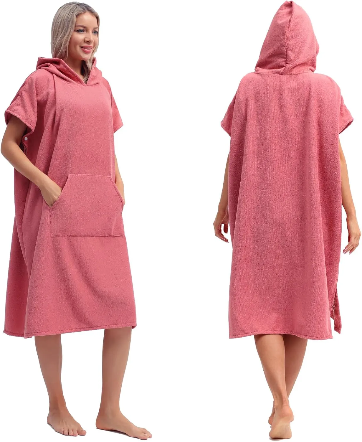 Eunzel Surf Poncho Changing Robe with Hood for Men & Women, Absorbent Quick Dry Microfiber Wetsuit Changing Towel with Pocket for Surfing, Beach, Swim & Outdoor Sports