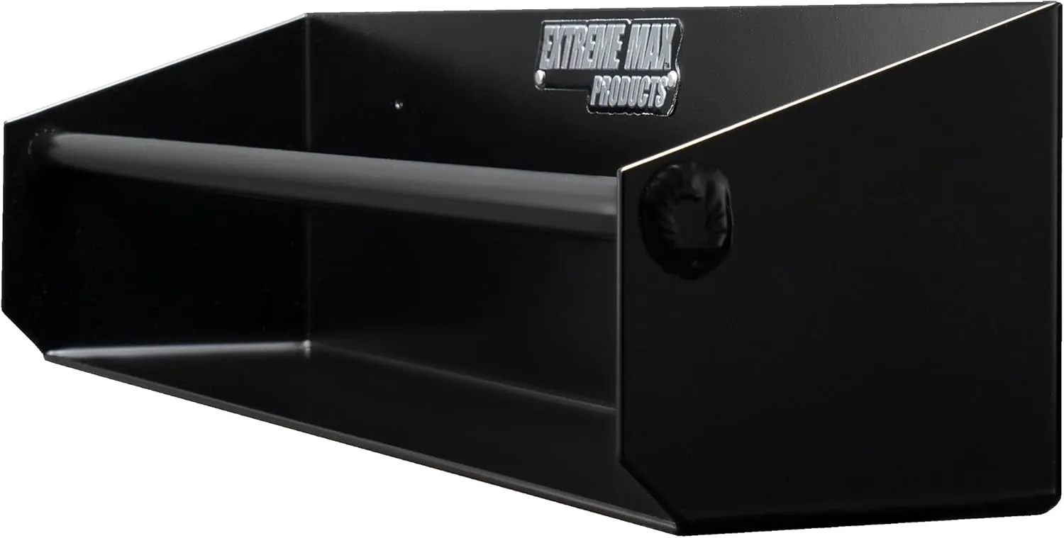 Extreme Max 5001.6137 Wall-Mount Aluminum Tie-Down Hanger Storage Rack Shelf for Enclosed Race Trailer, Shop, Garage, Storage - Black