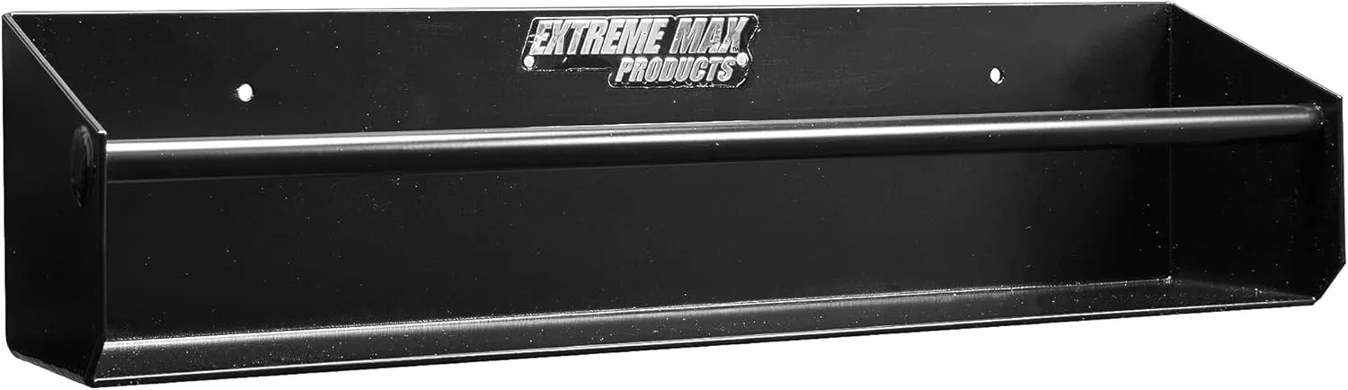 Extreme Max 5001.6137 Wall-Mount Aluminum Tie-Down Hanger Storage Rack Shelf for Enclosed Race Trailer, Shop, Garage, Storage - Black