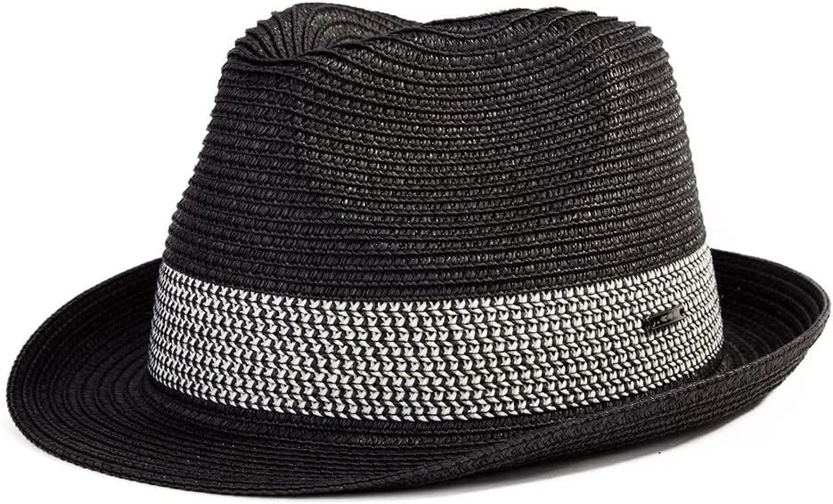 Fancet Packable Straw Fedora Panama Sun Summer Beach Hat Cuban Trilby Men Women 56-67cm