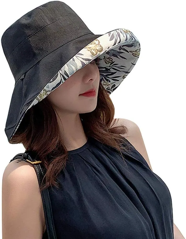 FaroDor Women's Reversible Bucket Hat UV Protection Packable Travel Cap Wide Brim Sun Hats