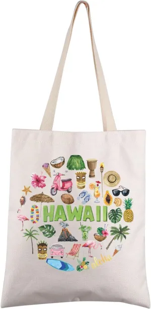 FEELMEM Hawaii Summer Trip Gift Hawaii Beach Tote Bag Hawaii Travel Gifts Summer Beach Holiday Hawaii Souvenirs Shoulder Bag