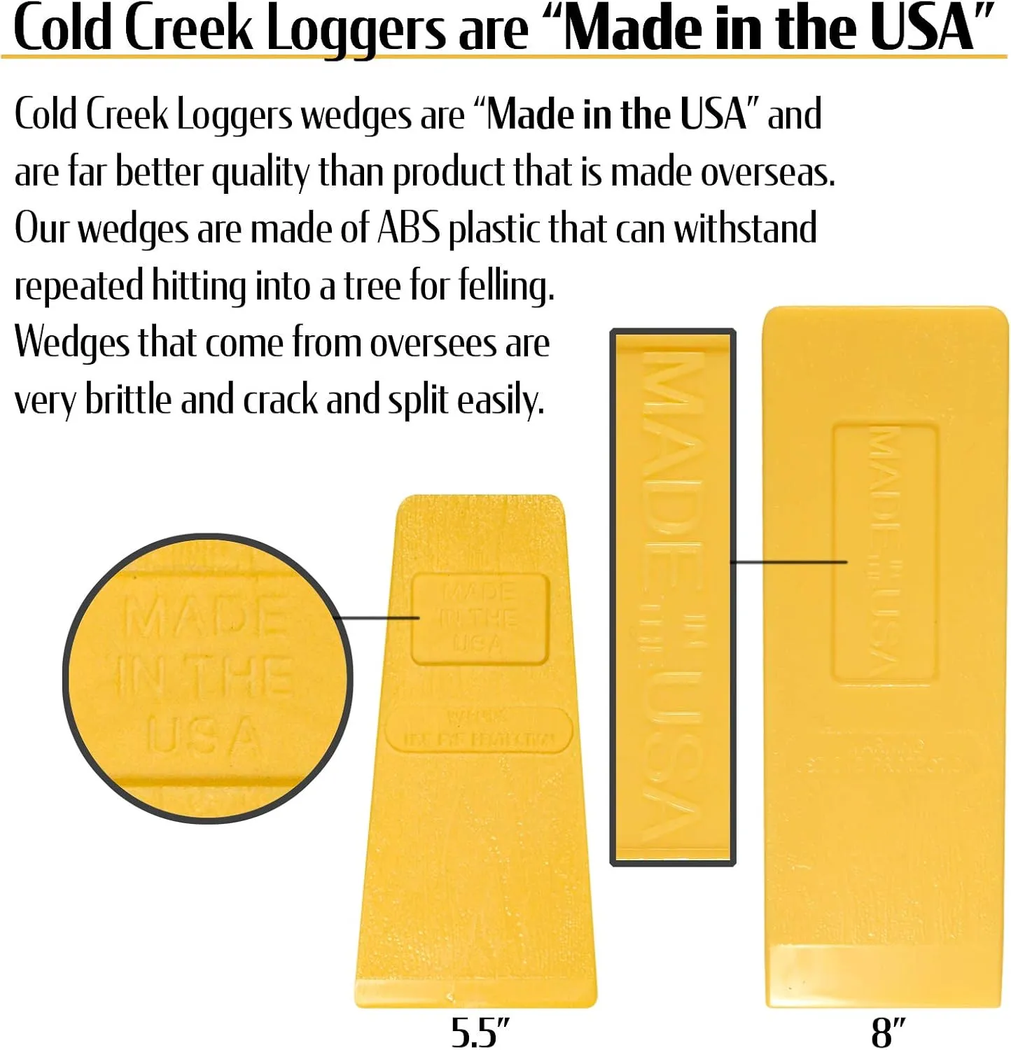 Felling Wedges, Tree Felling Wedges for Tree Cutting, Logging Wedge Set for Chain Saw, 5.5" (2-Pack) and 8" (2-Pack)