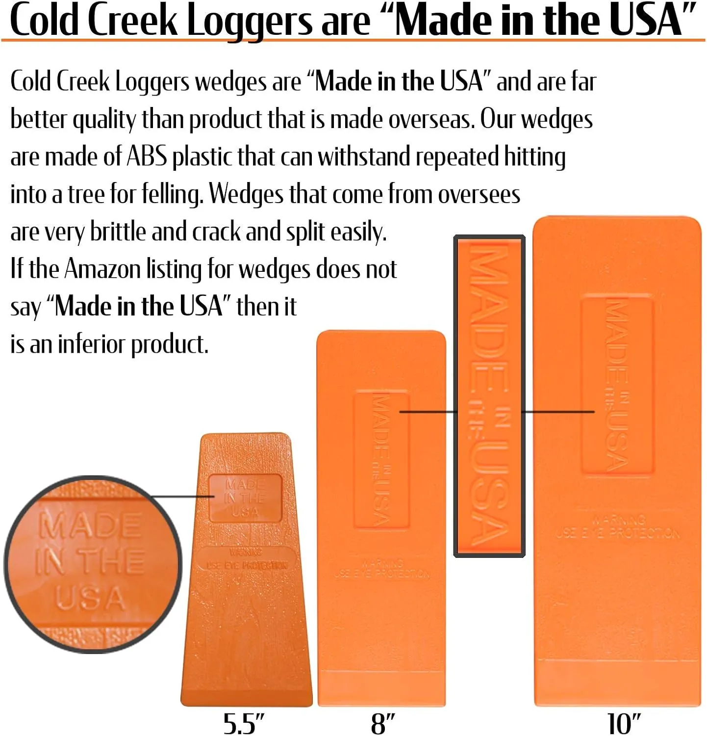 Felling Wedges, Tree Felling Wedges for Tree Cutting, Logging Wedge Set for Chain Saw, 5.5" (3-Pack) and 8" (3-Pack)