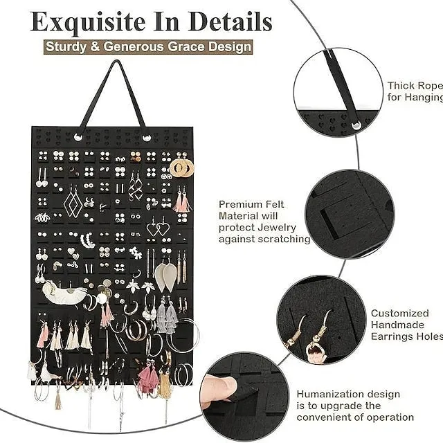 Felt Hanging Bag Earring Storage Hanging Bag Wall Hanging Jewelry Earrings Necklace Ring Storage