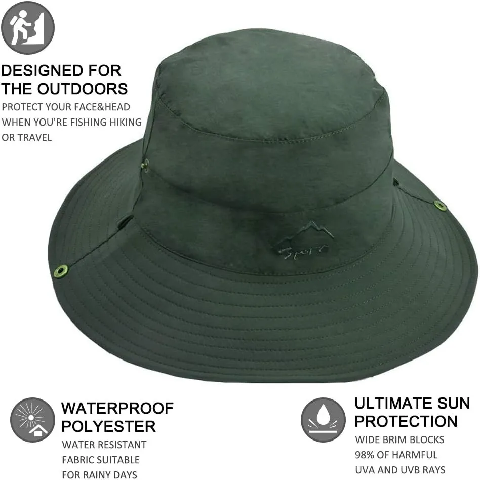 FEOYA Sun Hat Safari Cap with UPF 50  Sun Protection Wide Brim Hat for Hiking Camping Gardening Fishing