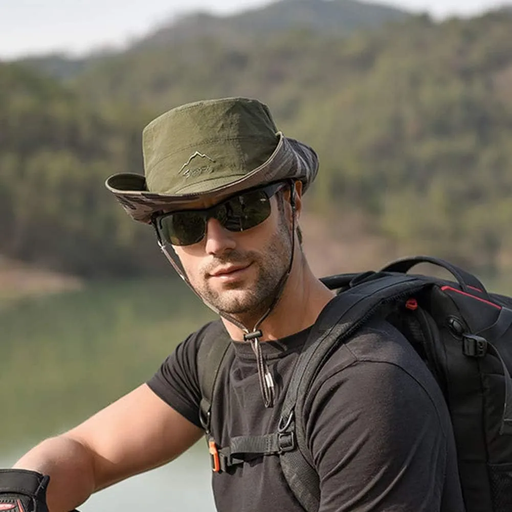 FEOYA Sun Hat Safari Cap with UPF 50  Sun Protection Wide Brim Hat for Hiking Camping Gardening Fishing
