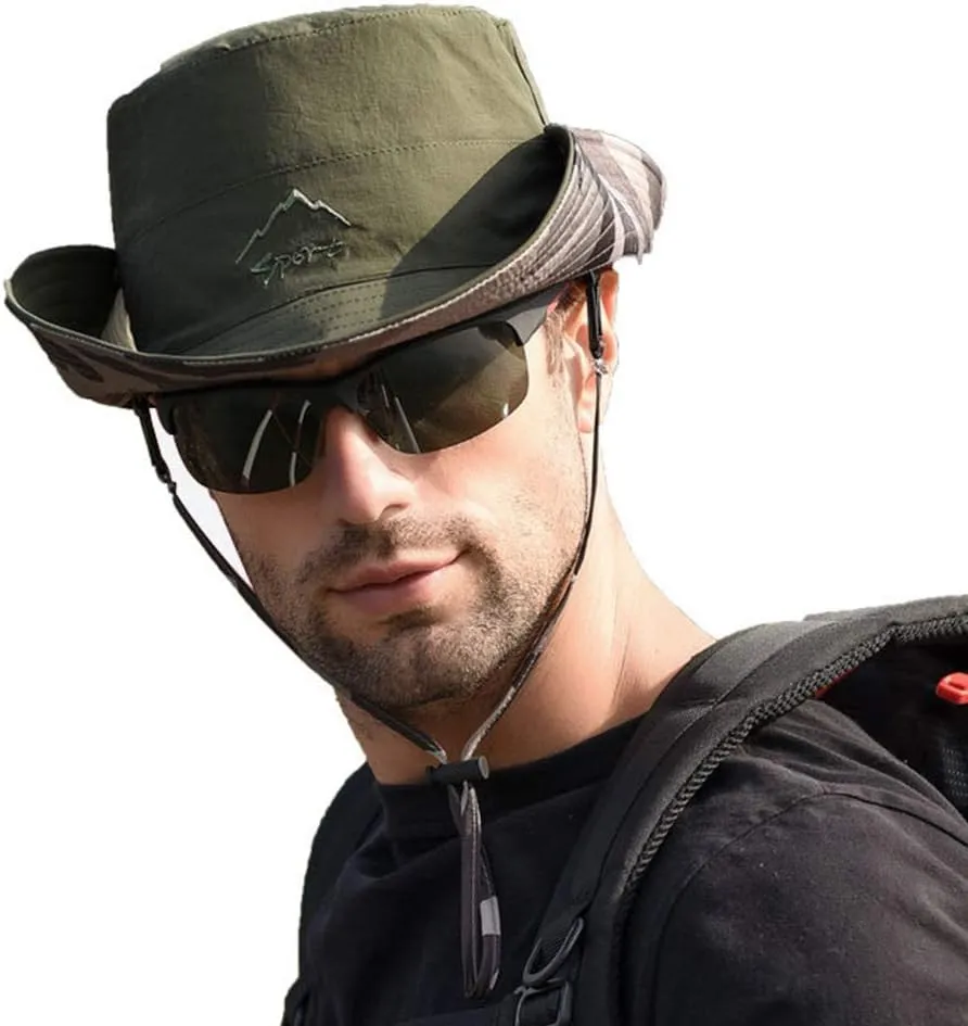 FEOYA Sun Hat Safari Cap with UPF 50  Sun Protection Wide Brim Hat for Hiking Camping Gardening Fishing