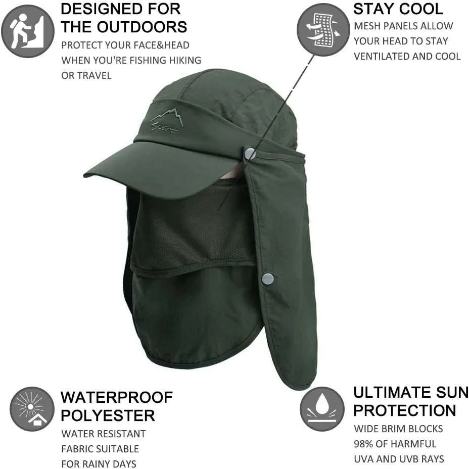 FEOYA Sun Hat Safari Cap with UPF 50  Sun Protection Wide Brim Hat for Hiking Camping Gardening Fishing