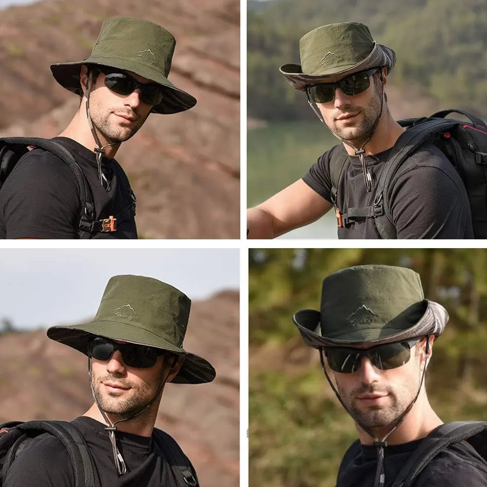 FEOYA Sun Hat Safari Cap with UPF 50  Sun Protection Wide Brim Hat for Hiking Camping Gardening Fishing
