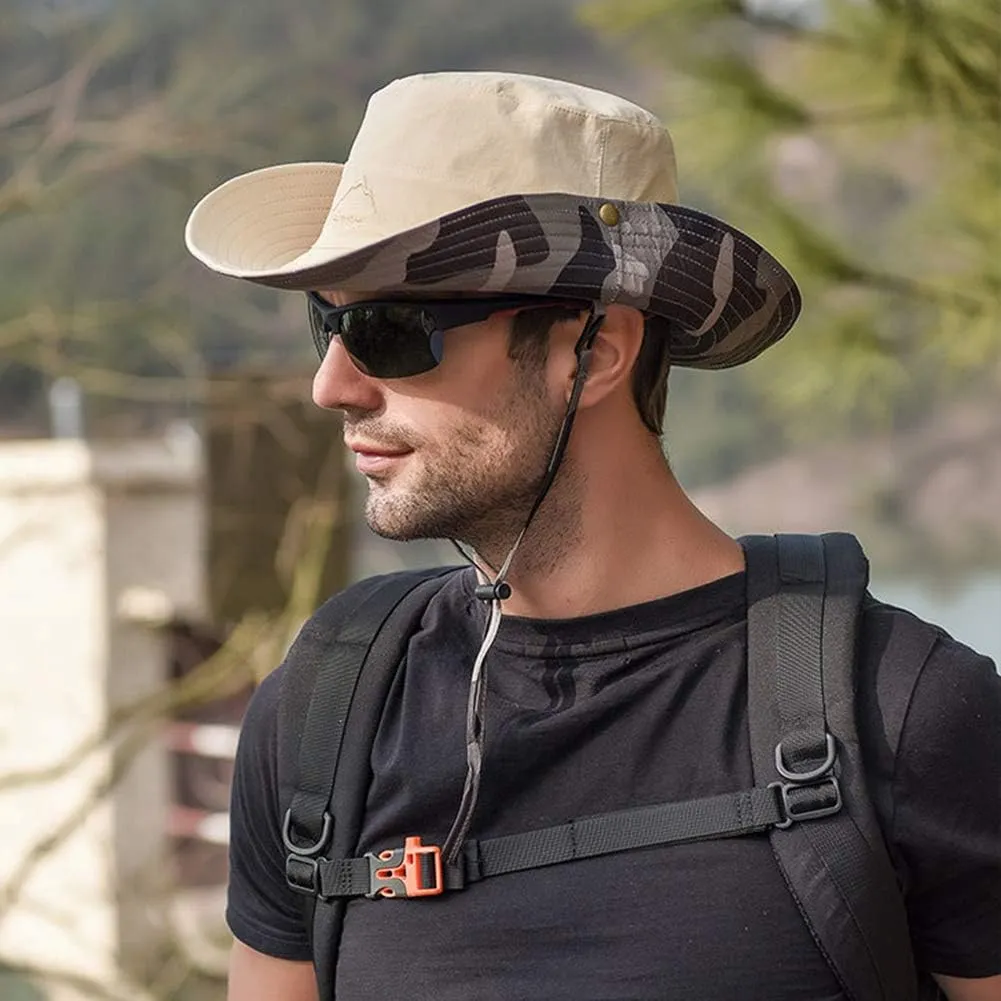 FEOYA Sun Hat Safari Cap with UPF 50  Sun Protection Wide Brim Hat for Hiking Camping Gardening Fishing