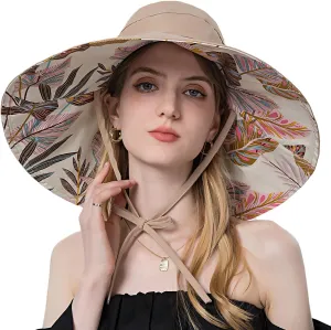 FEOYA Women's Sun Hat Cotton Wide Brim Hat Double-Sided Foldable Hats Uv Protection Travel Hat, Hiking Hat, Fishing Hat