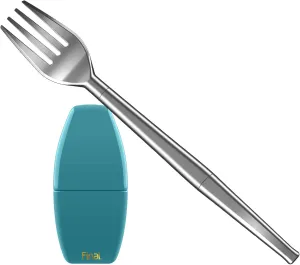 Final Fork Stainless Steel Collapsible Foldable Eco-friendly Camping Pocket Fork With Plastic Case for Travel (Cyan-ara Plastic)