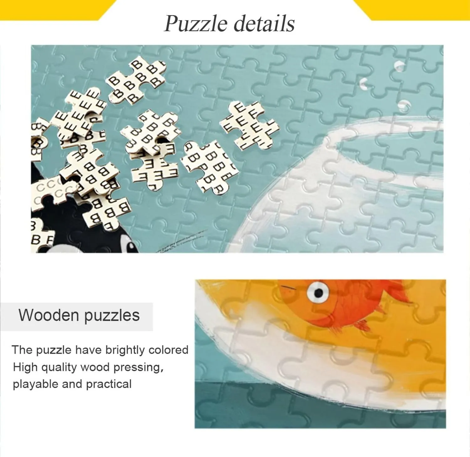 Fish Cat Black Jigsaw Puzzle 1000 Piece, Educational Intellectual Decompression Puzzle Game Jigsaw Puzzle for Adult Active Thinking Party Entertainment, Family Games