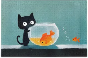 Fish Cat Funny Jigsaw Puzzle for Adults 1000 Pieces, Extremely Challenging and Difficult Puzzle for Family Games, Party Entertainment, and Brain Teasing Fun