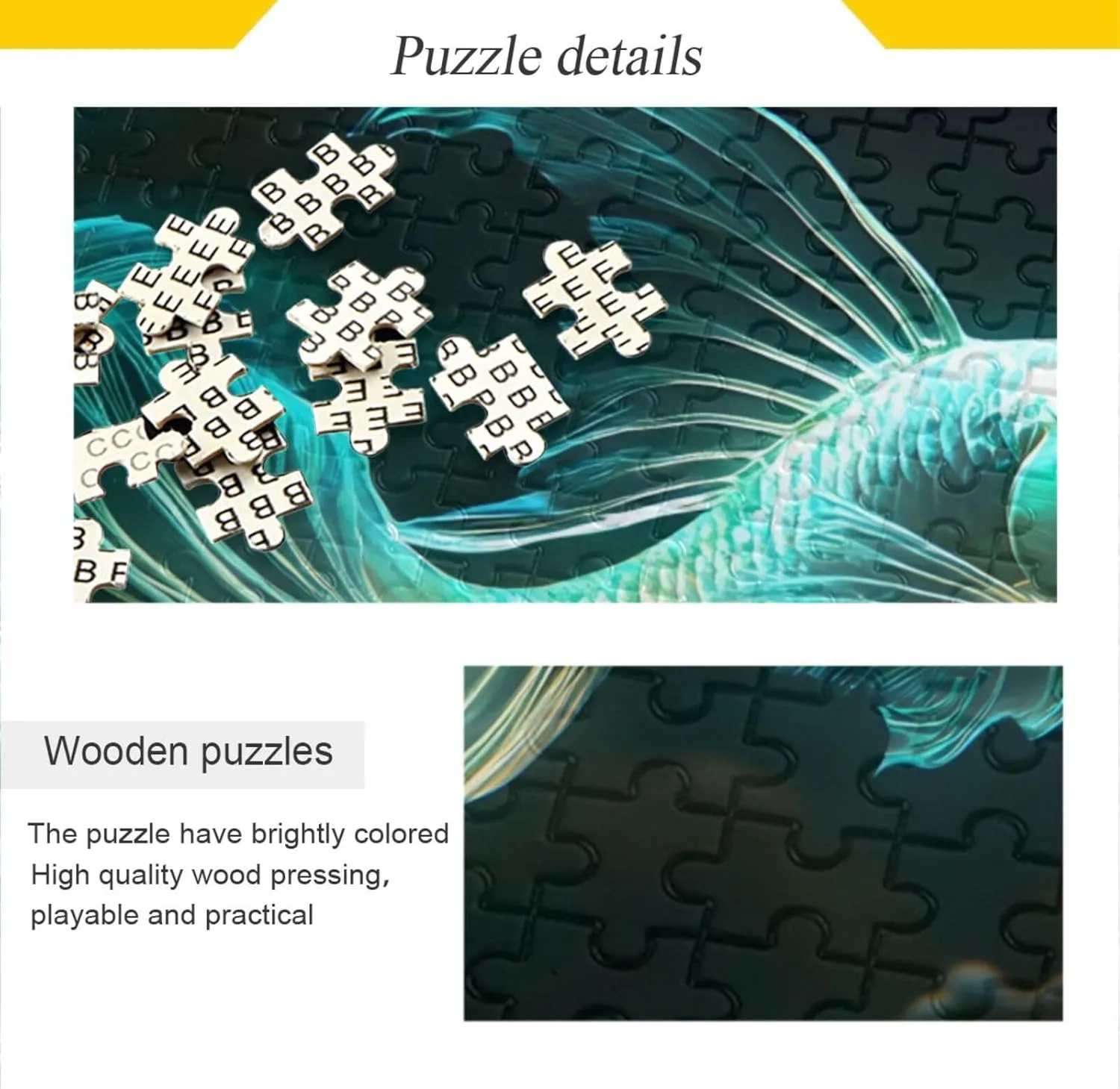 Fish Green Black Jigsaw Puzzle for Adults 500 Pieces, Extremely Challenging and Difficult Puzzle for Family Games, Party Entertainment, and Brain Teasing Fun