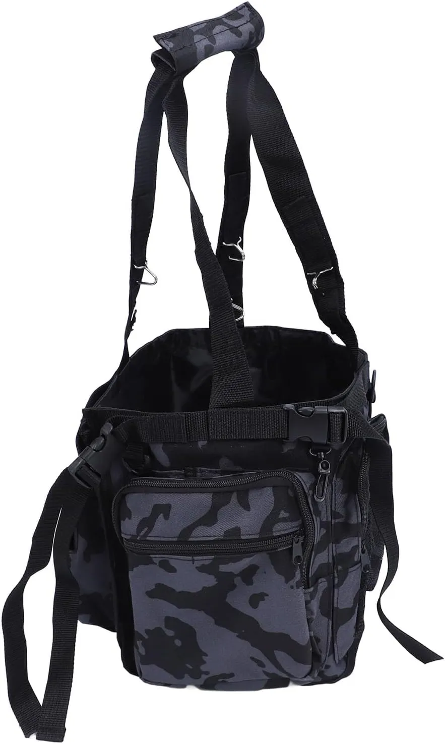 Fishing Bucket Organizer, Oxford Fabric Fishing Bucket Caddy Storage Bag with Adjustable Buckle, Multi Pockets for 5 To 6 Gallon Buckets Fishing Gear Accessories