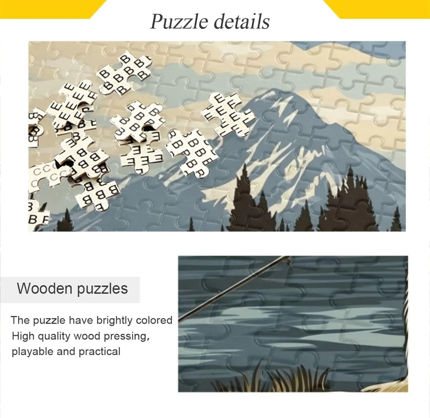 Fishing Sasquatch Landscape Jigsaw Puzzle 500 Piece, Educational Intellectual Decompression Puzzle Game Jigsaw Puzzle for Adult Active Thinking Party Entertainment, Family Games