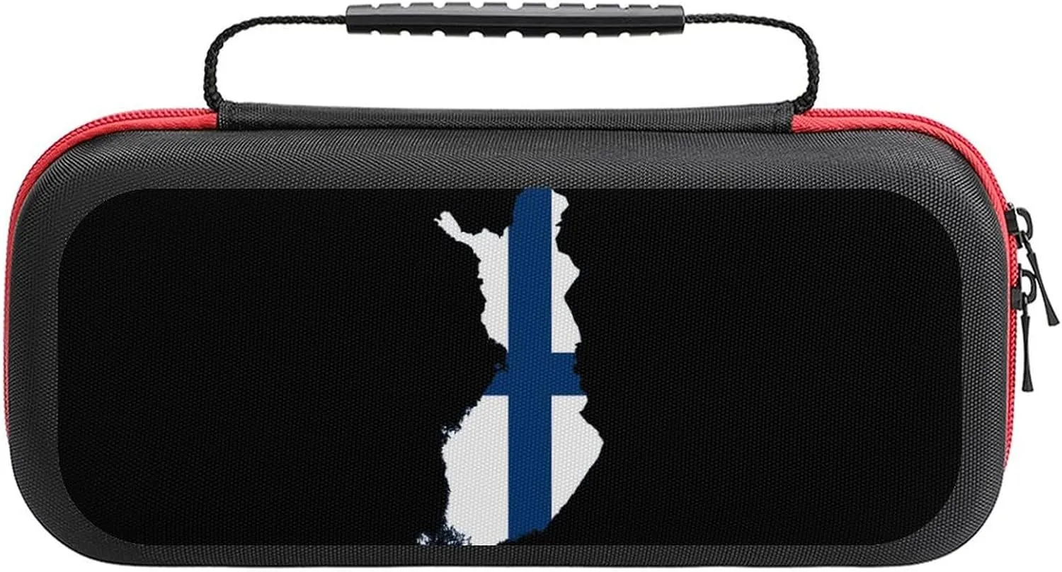 Flag Map of Finland Carrying Case Compatible with Switch/Switch Lite Protective Hard Shell Travel Carrying Case Pouch