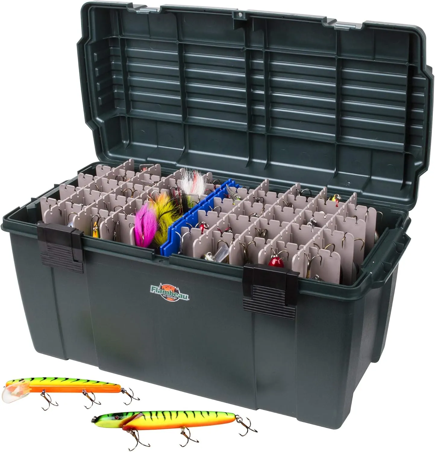 Flambeau Outdoors 6127ZR Maximizer Large Lure Storage Box with Zerust Anti-Corrosion Technology, [1] Dry Box, Deep Green, 27.5x13.75x14-Inch