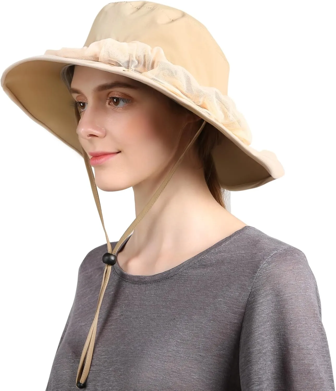 Flammi Mosquito Net Hat Safari Hat UPF 50  Sun Protection Boonie Hats for Men with Neck Flap Fishing Hiking Hat for Men/Women