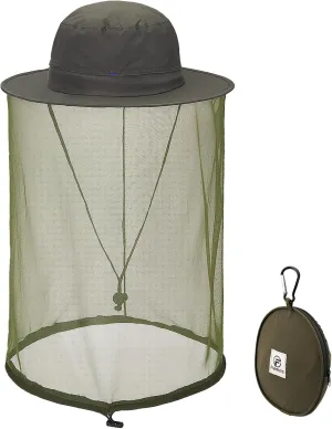 Flammi Mosquito Net Hat Safari Hat UPF 50  Sun Protection Boonie Hats for Men with Neck Flap Fishing Hiking Hat for Men/Women