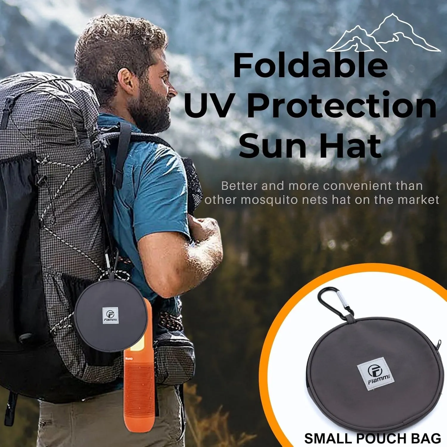 Flammi Mosquito Net Hat Safari Hat UPF 50  Sun Protection Boonie Hats for Men with Neck Flap Fishing Hiking Hat for Men/Women
