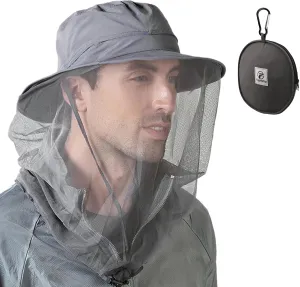 Flammi Mosquito Net Hat Safari Hat UPF 50  Sun Protection Boonie Hats for Men with Neck Flap Fishing Hiking Hat for Men/Women