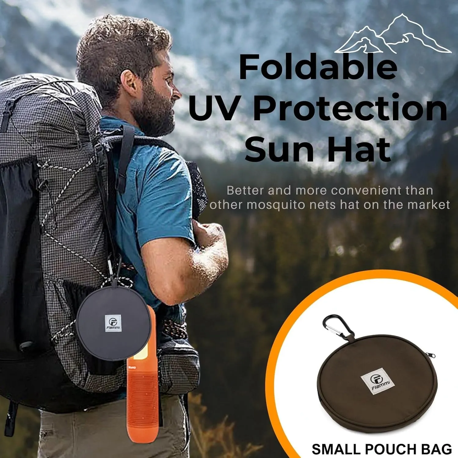 Flammi Mosquito Net Hat Safari Hat UPF 50  Sun Protection Boonie Hats for Men with Neck Flap Fishing Hiking Hat for Men/Women