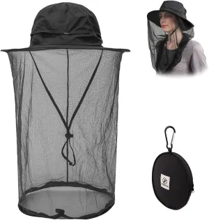 Flammi Mosquito Net Hat Safari Hat UPF 50  Sun Protection Boonie Hats for Men with Neck Flap Fishing Hiking Hat for Men/Women