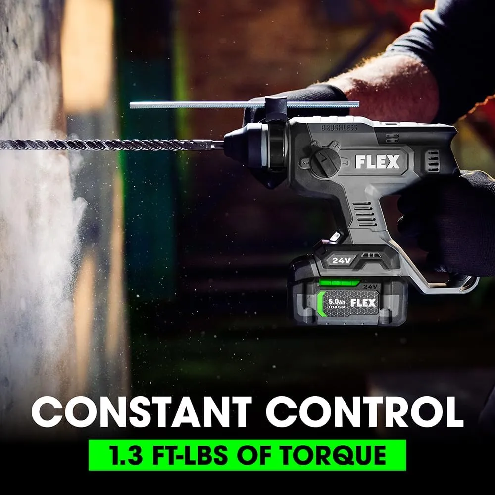FLEX 24V Brushless Cordless 7/8-Inch SDS Plus 1.3 Ft-Lbs Torque Rotary Hammer Tool Only, Battery and Charger Not Included - FX1531-Z
