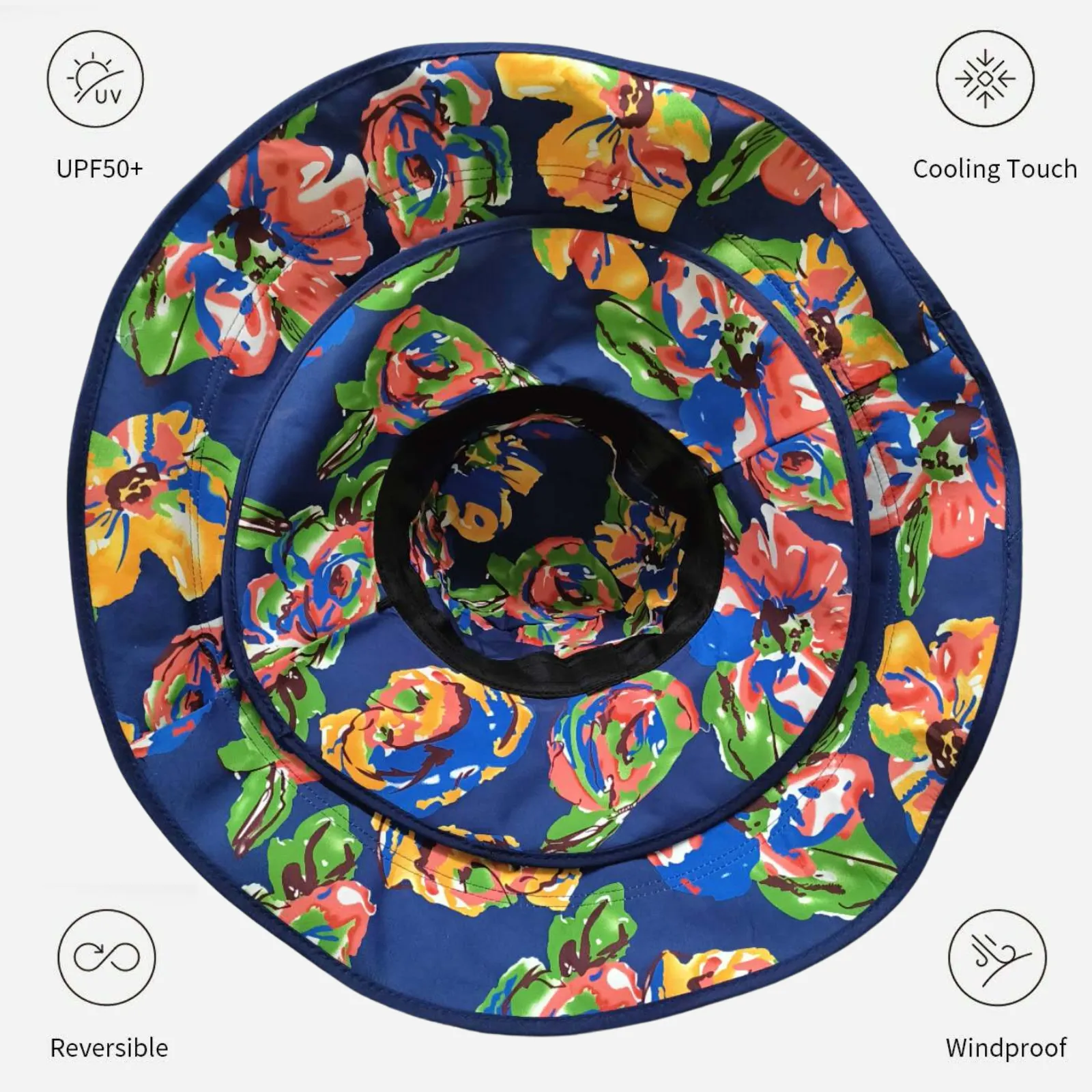 Floral Extendable Extra Wide Brim Sun Hat