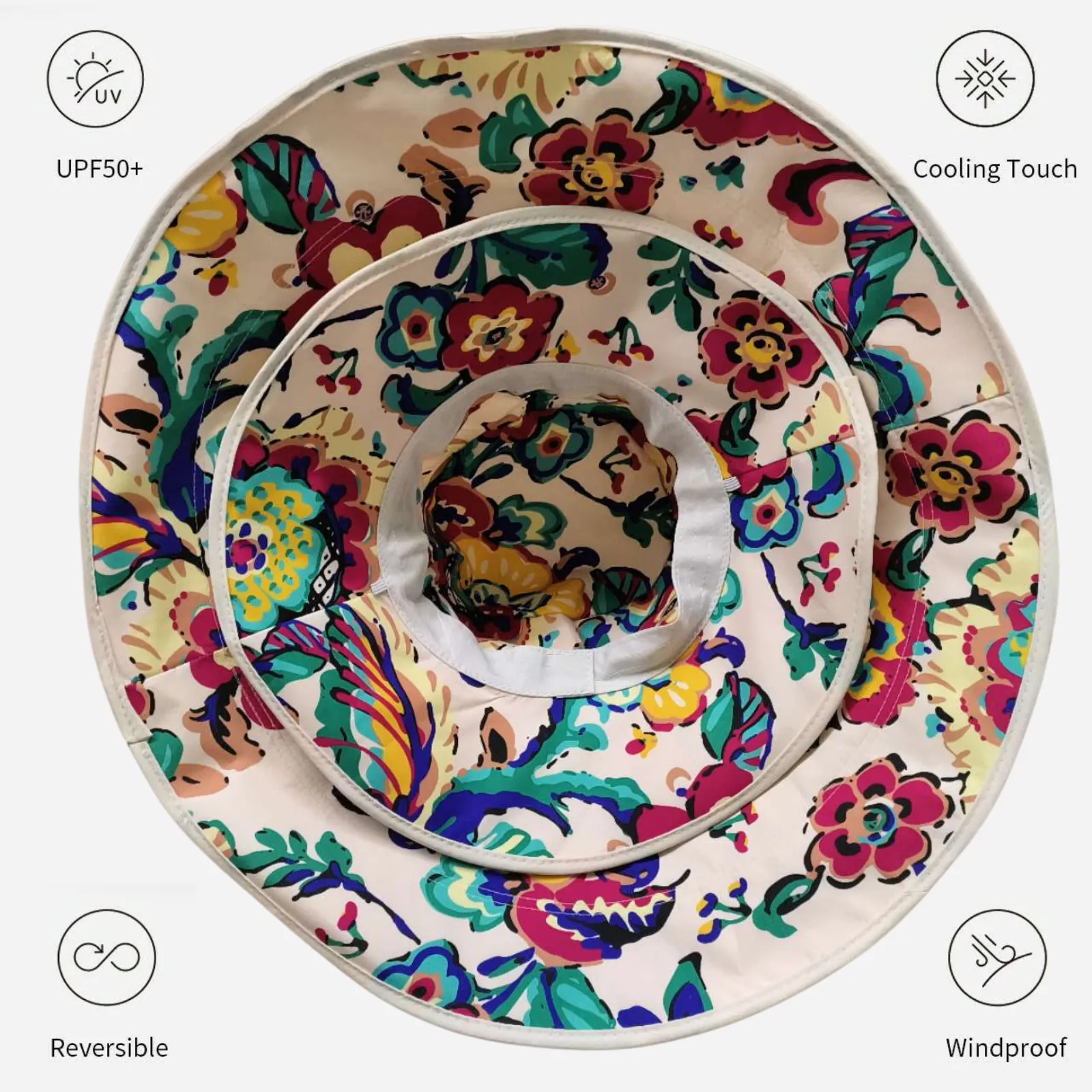 Floral Extendable Extra Wide Brim Sun Hat