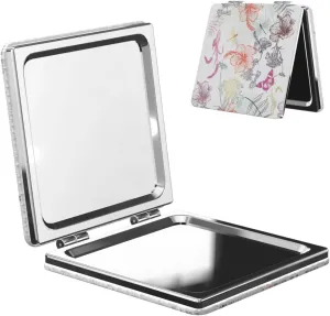 Floral Hibiscus Moth Dragonfly Women Small Makeup Mirror Portable Pocket Cosmetic Mirror for Travel