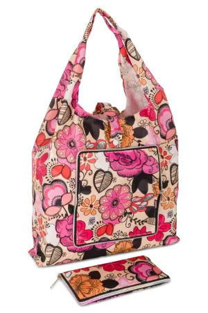 Foldable Shopping Bag | Cream Pink Floral | 0999ZZ