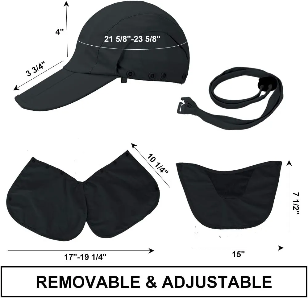 Foldable Sun Cap, Fishing Hats, UPF 50  Protection Caps with Face Mask Neck Flap