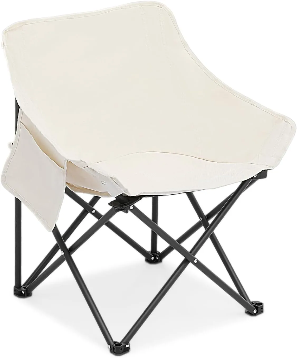 Folding Beach Chair, Lightweight Camping, Portable Outdoor, Low-Profile Beach, Backpacking with Built-in Carry Handle, Carry Bag Included (White)